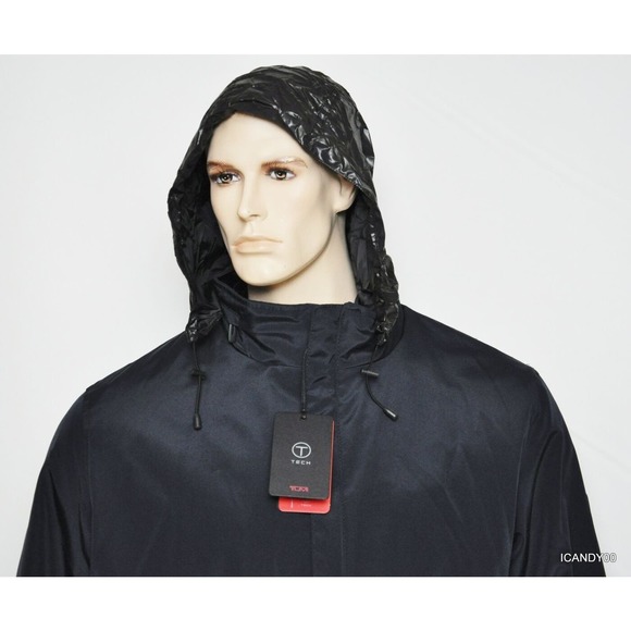 TUMI T-Tech Men's Bib Mictotech Bonded Hipster Jacket Coat Top Navy XL Nwt $250 - Picture 2 of 11